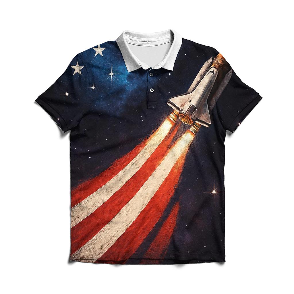 Cosmic Shuttle Stripe Trail designer slim fit polos