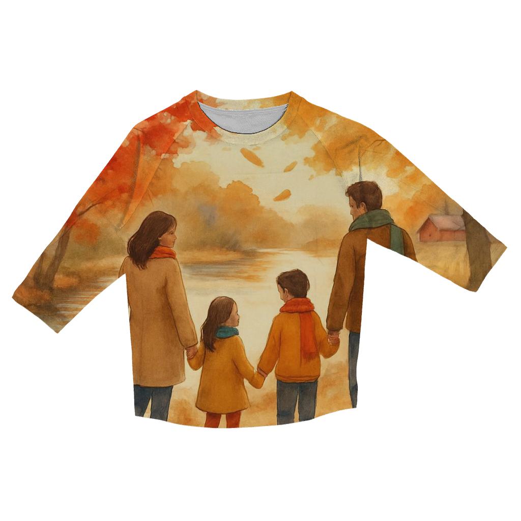Autumn River Gratitude Walk personalized 3/4 sleeve tees