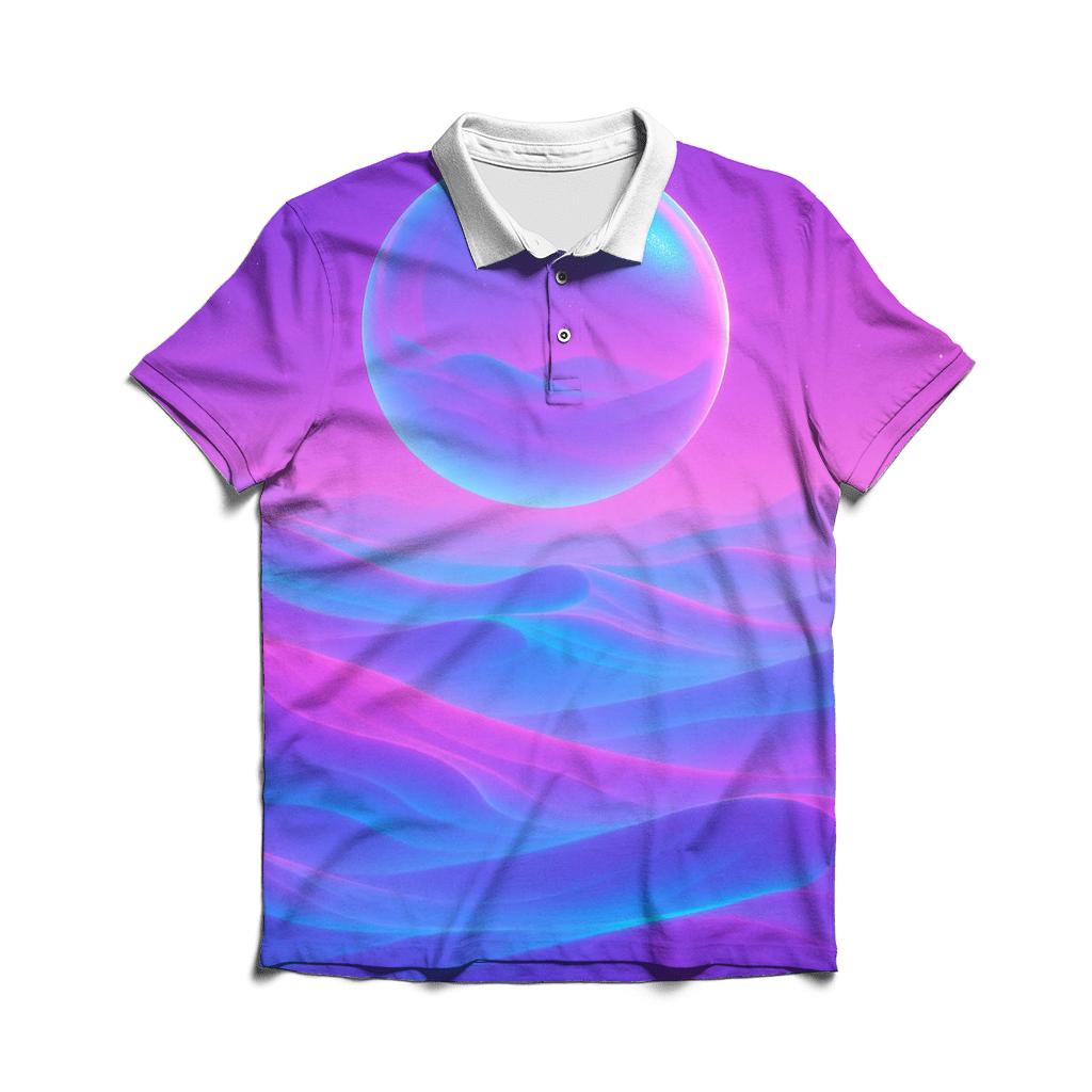 Neon Mirage Gradient Dunes premium cotton polo shirts