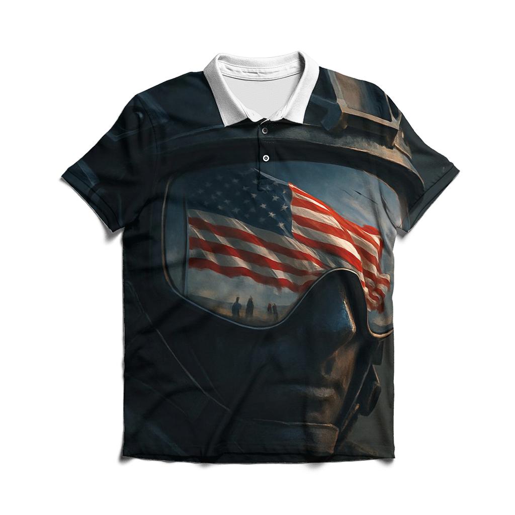Liberty Reflected In Steel embroidered polo tops