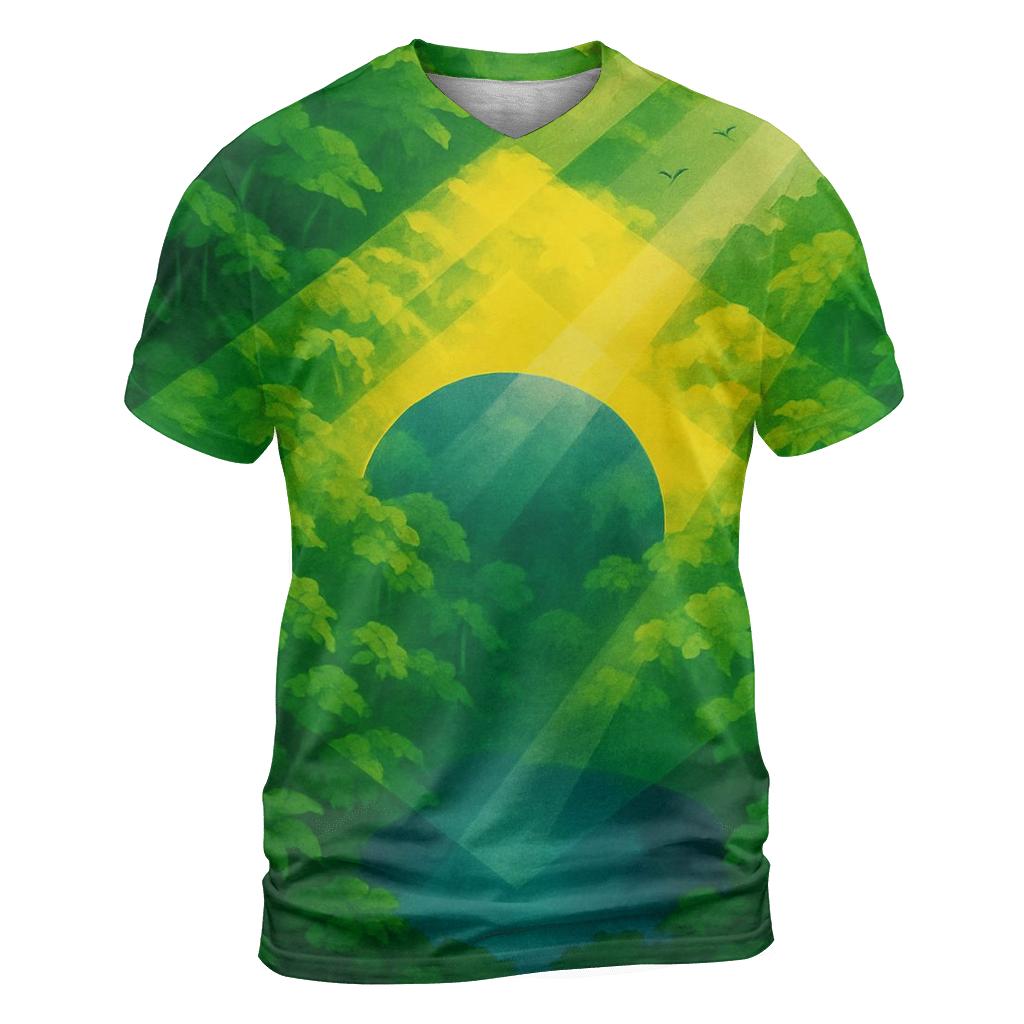 Brazilian Rainforest Canopy Flag Morph artistic all-over print tops