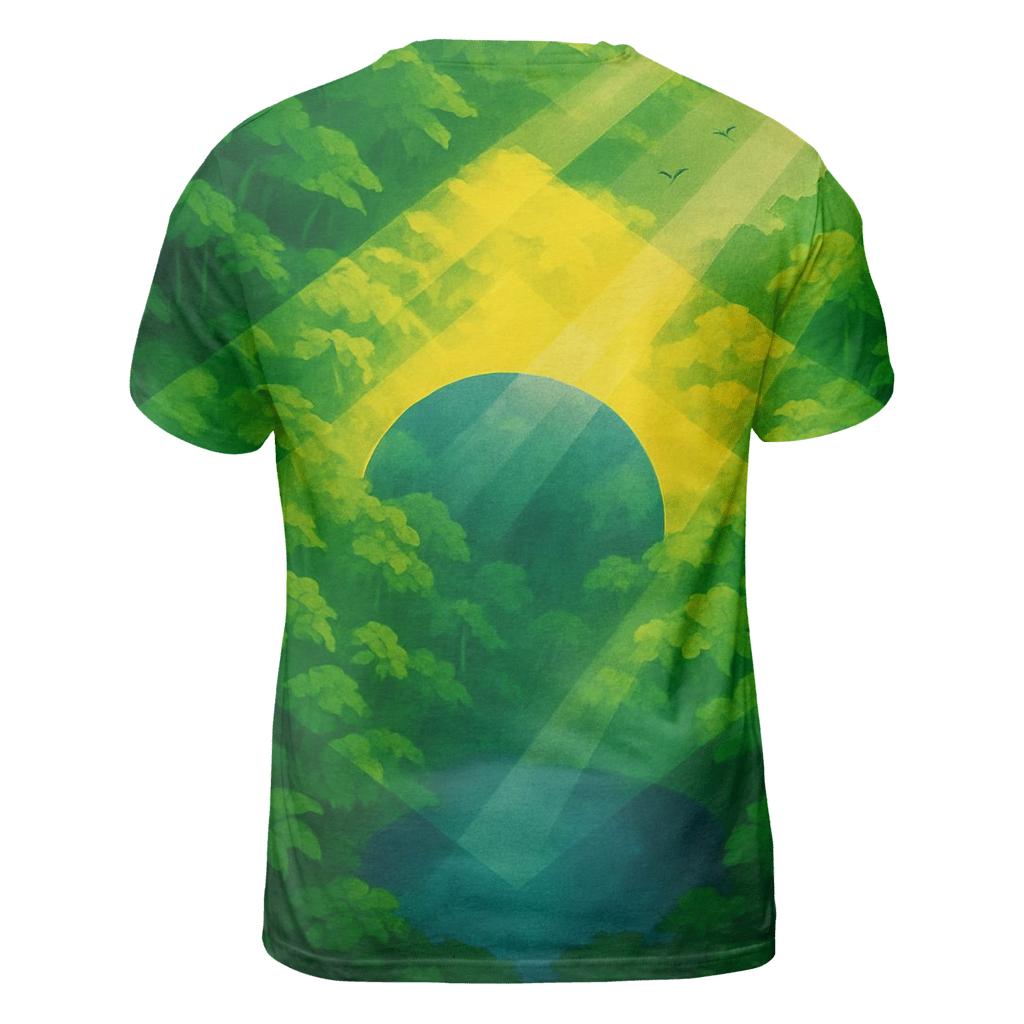 Brazilian Rainforest Canopy Flag Morph artistic all-over print tops