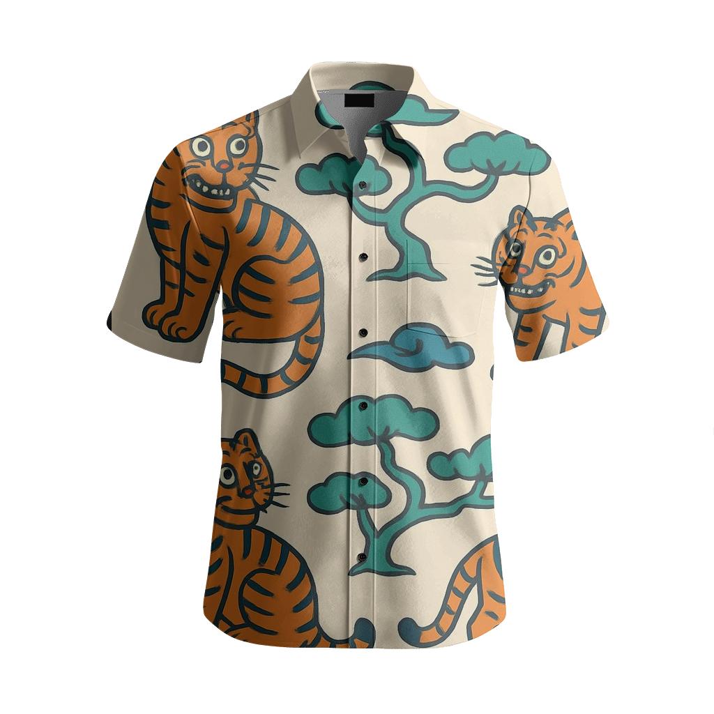 Korean Minhwa Tiger Garden Scatter custom embroidered shirts
