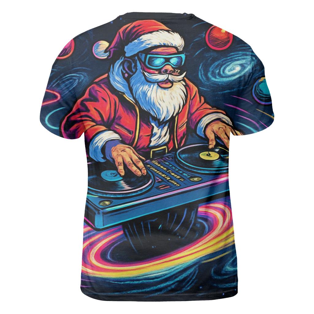 Black Hole DJ Santa vibrant all-over design tees