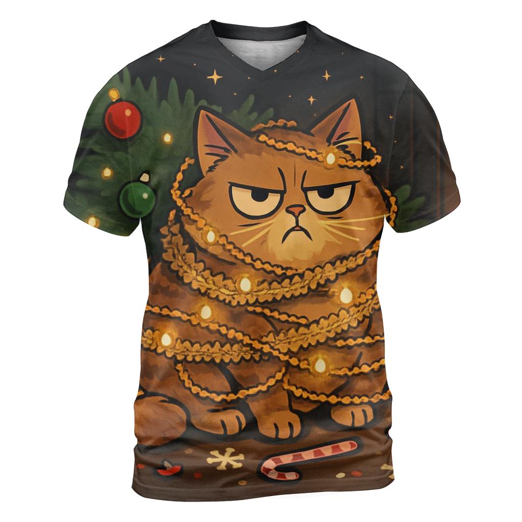 Grumpy Cat In Tinsel Trouble artistic all-over print tops