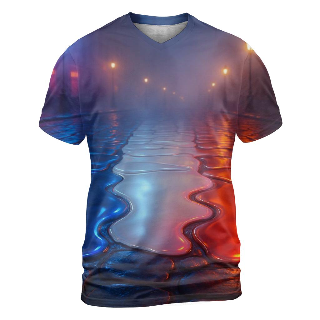 French Tricolor City Rain Reflections unique graphic print tees