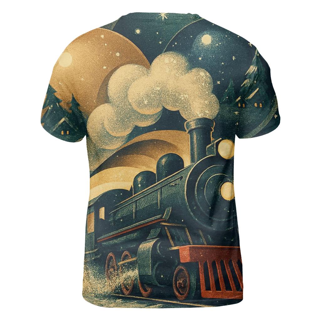 North Pole Train Through The Ornament Tunnel trendy printed shirt styles