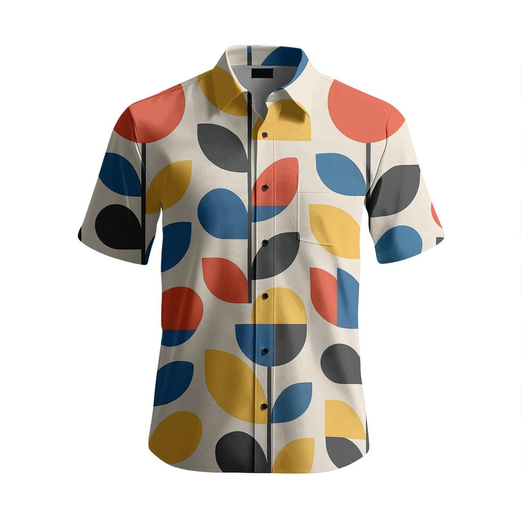 Modernist Bauhaus Grid Flora stylish threadwork shirts