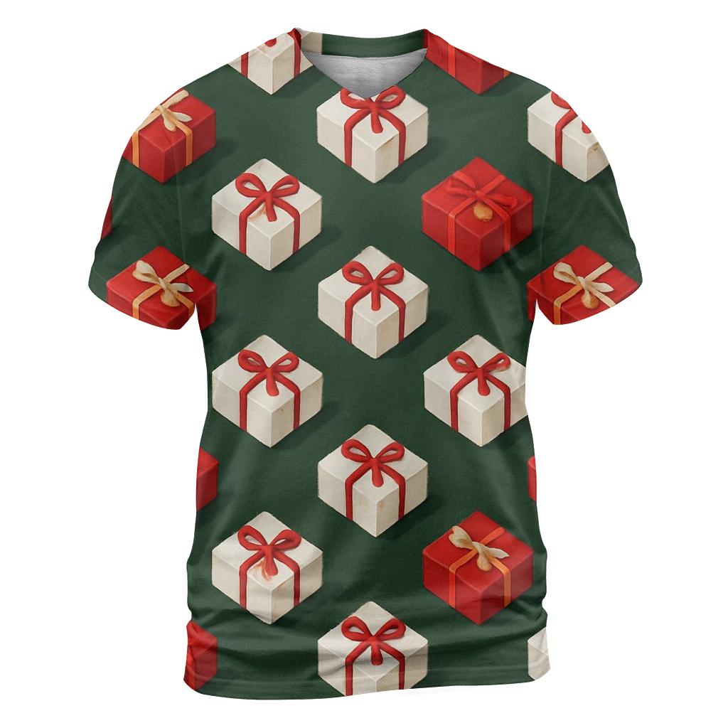Gift Box Diagonal Parade On Forest Green trendy printed shirt styles