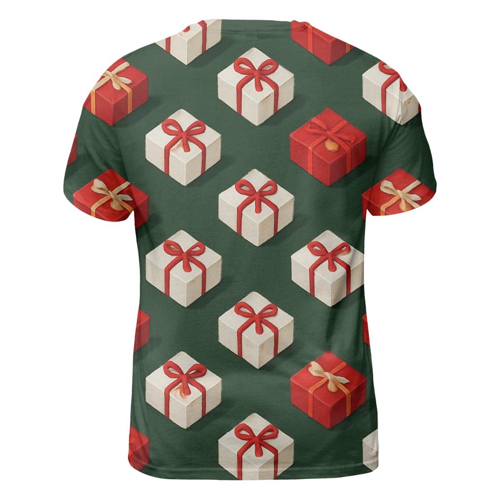 Gift Box Diagonal Parade On Forest Green trendy printed shirt styles