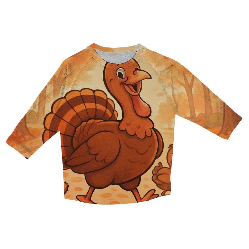 Turkey Parade Through Leafy Lane fashion 3/4 sleeve shirts