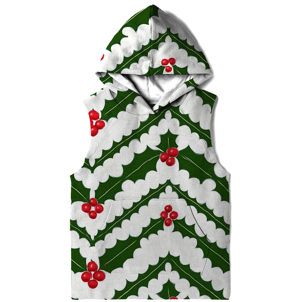 Evergreen Holly Chevron On Snow White pullover hoodies