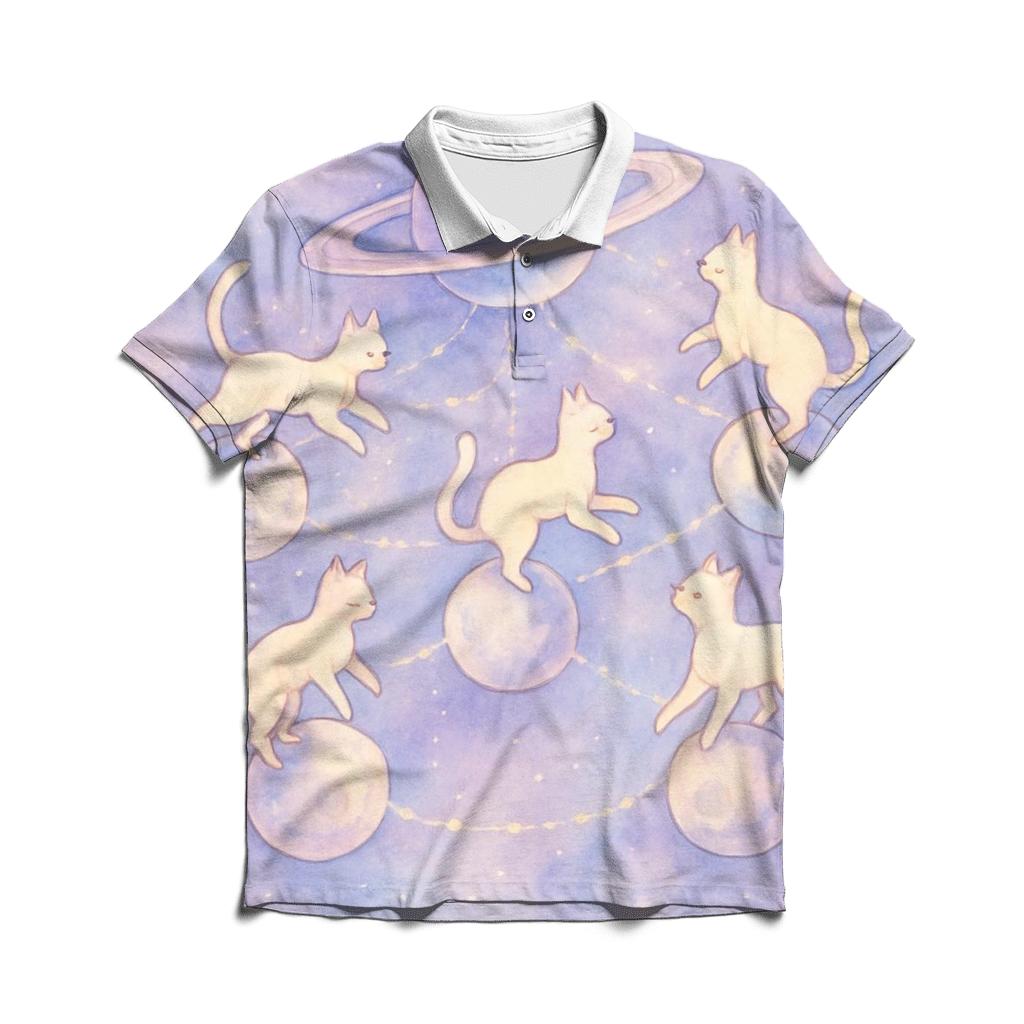 Celestial Carousel Of Cats personalized polo shirts