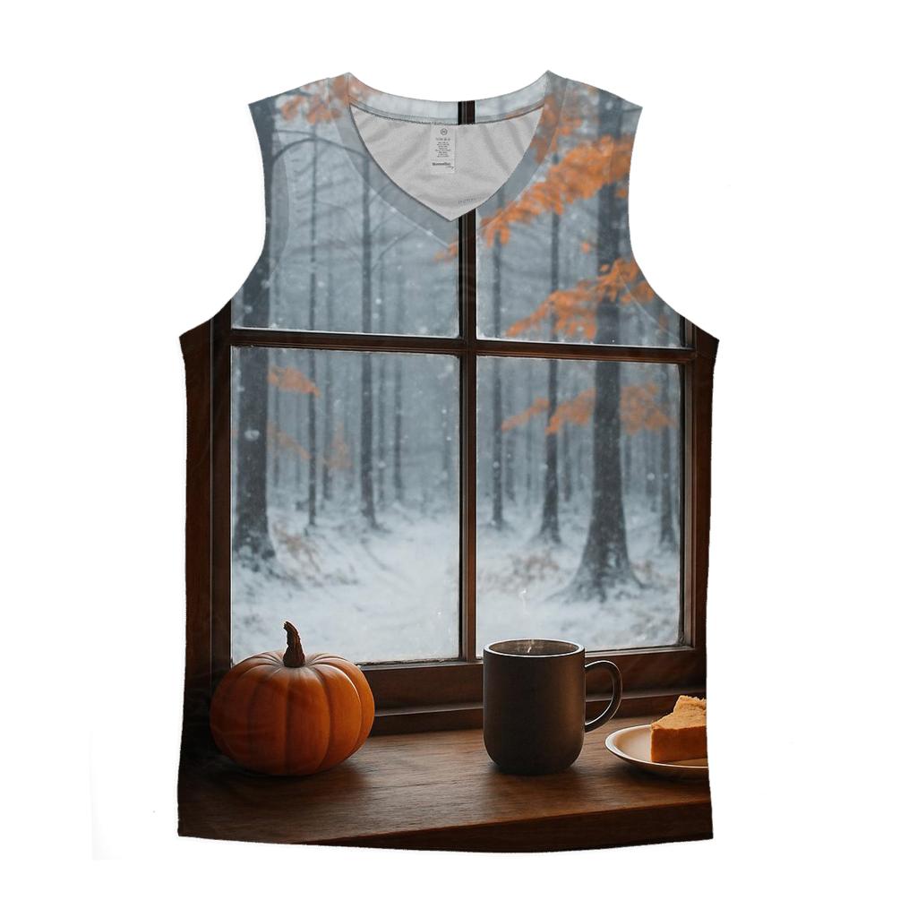 Cozy Cabin Window Thanksgiving View custom tank tops