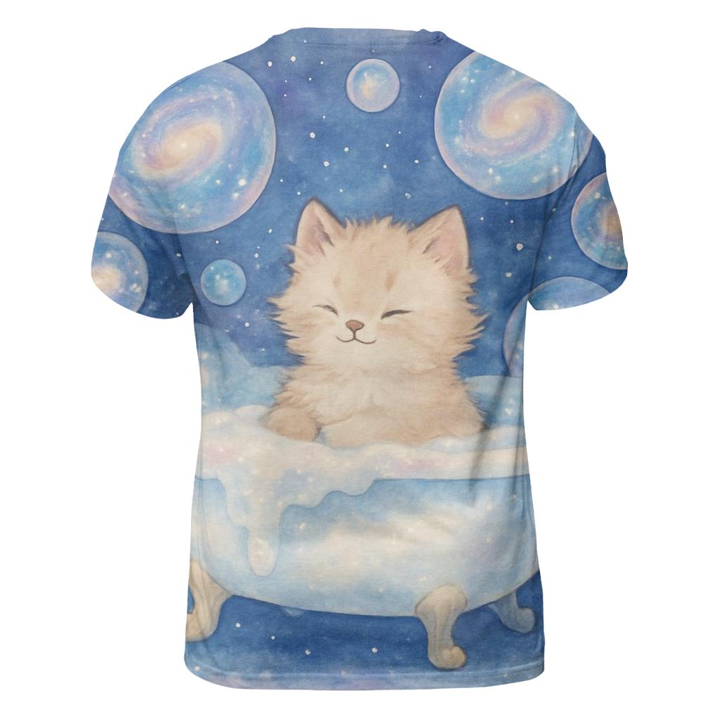 Galaxy Bubble Bath Kitten artistic all-over print tops