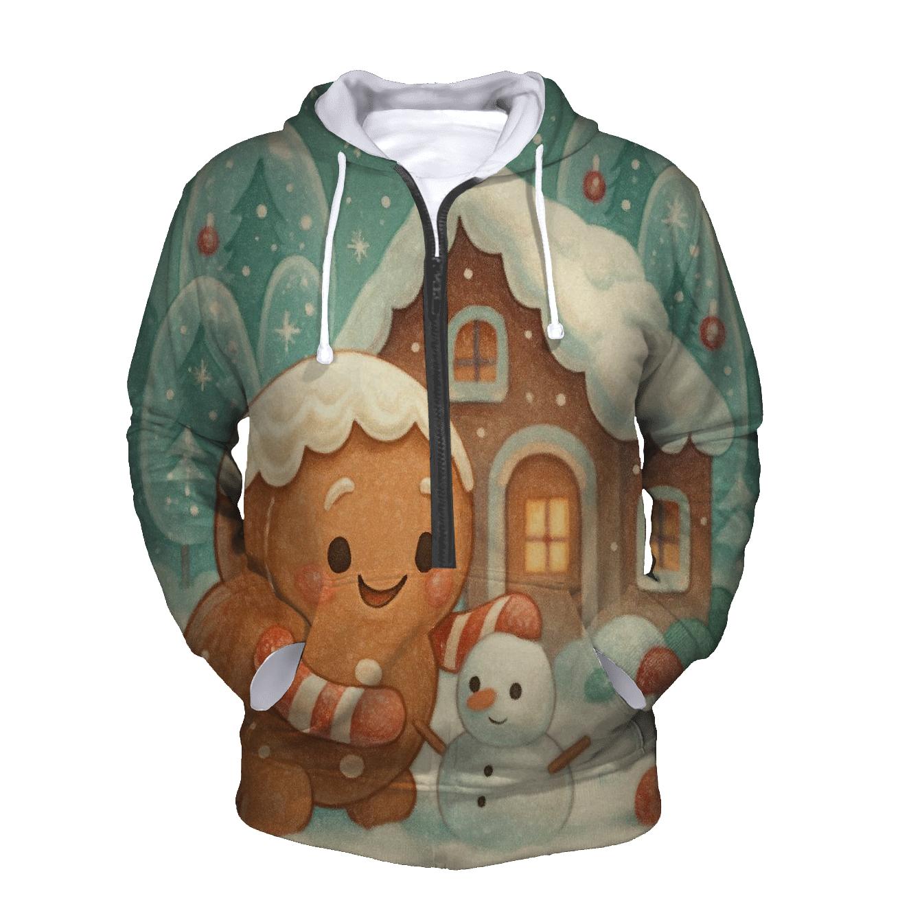 Gingerbread Cabin In The Snowglobe Forest premium hoodies