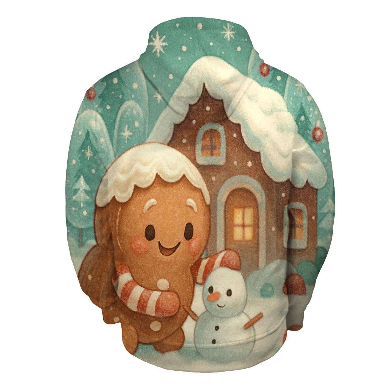 Gingerbread Cabin In The Snowglobe Forest premium hoodies