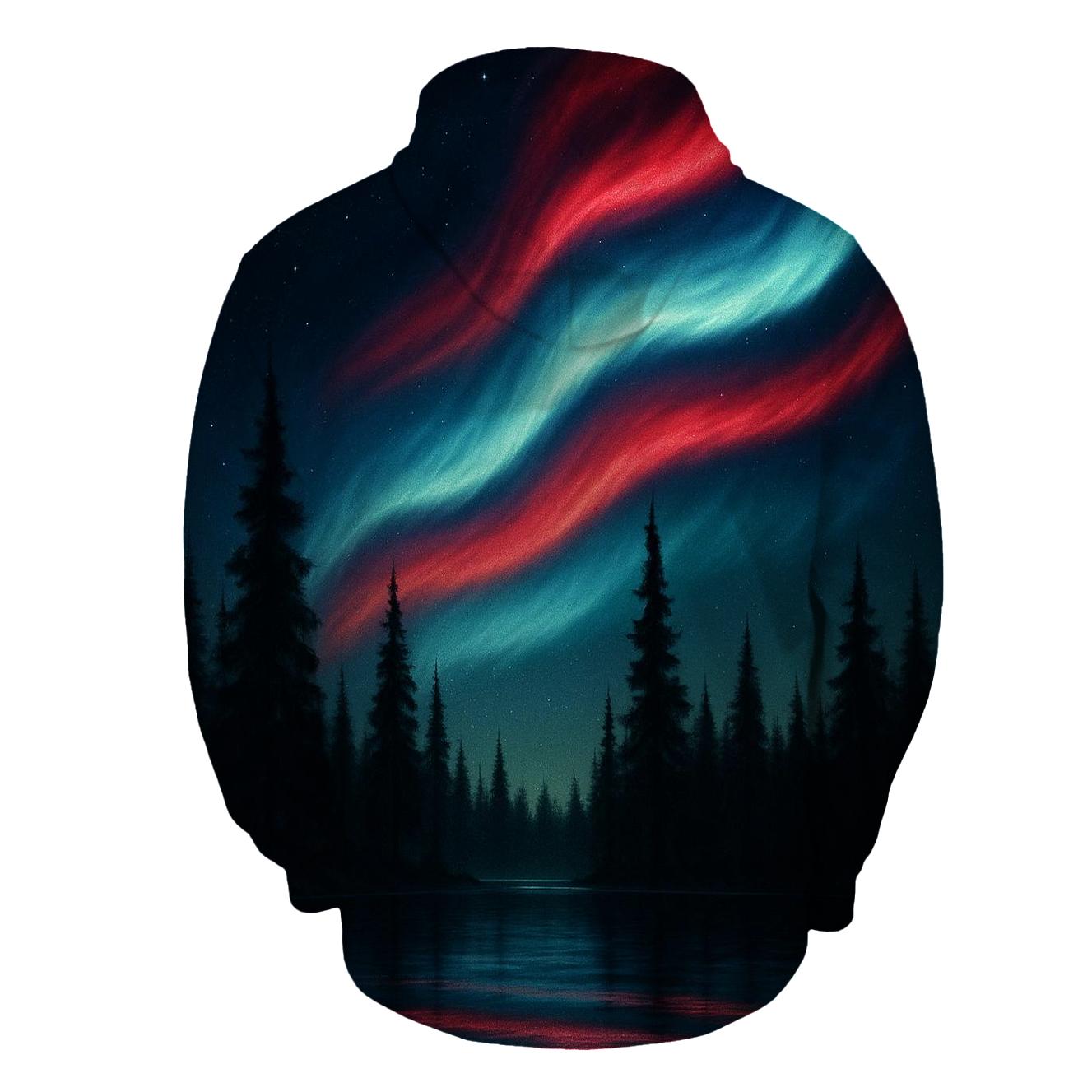 Aurora Stripes Over Pines lightweight hoodies