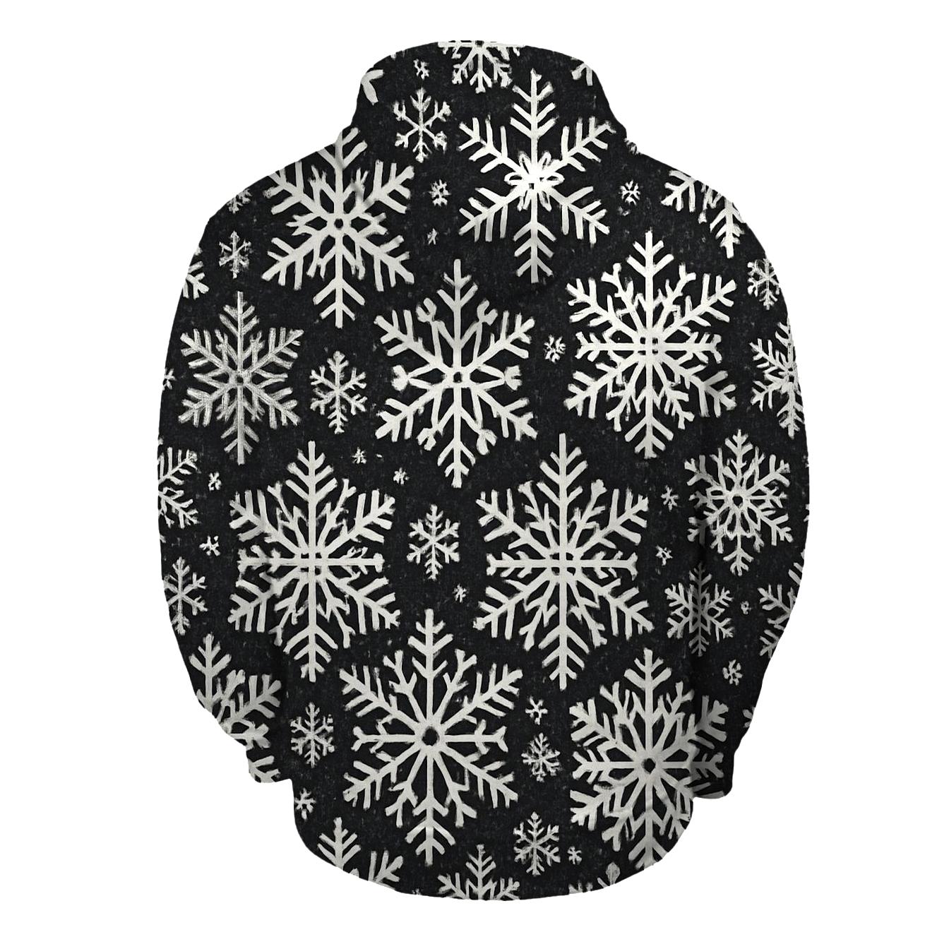 Midnight Snowflake Tessellation With Silver Glow embroidered hoodies