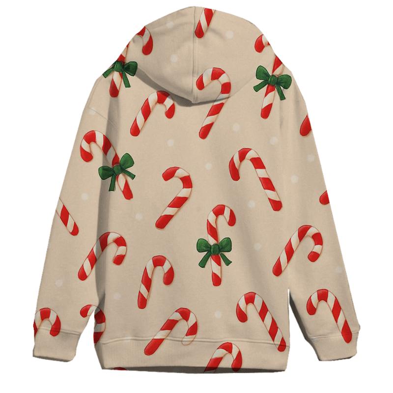 Candy Cane Stripe Scatter On Neutral Snowfield pullover hoodies