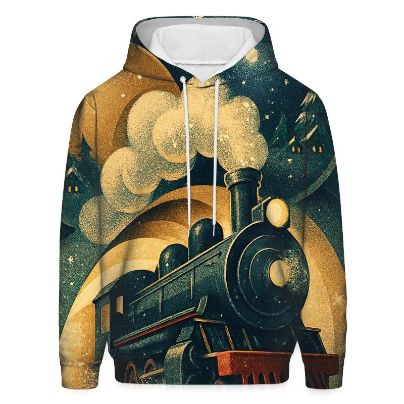 North Pole Train Through The Ornament Tunnel lightweight hoodies