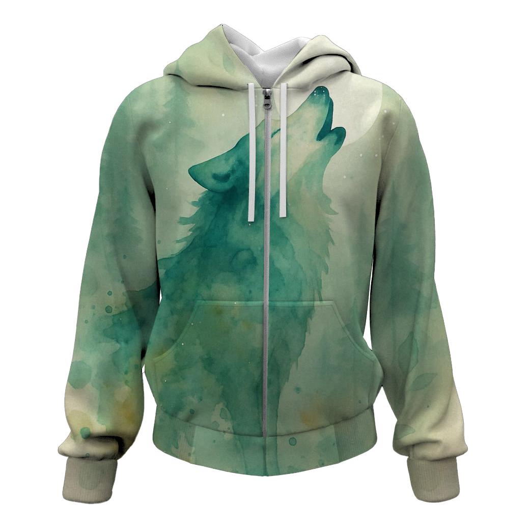Forest Spirit Watercolor Howl embroidered hoodies