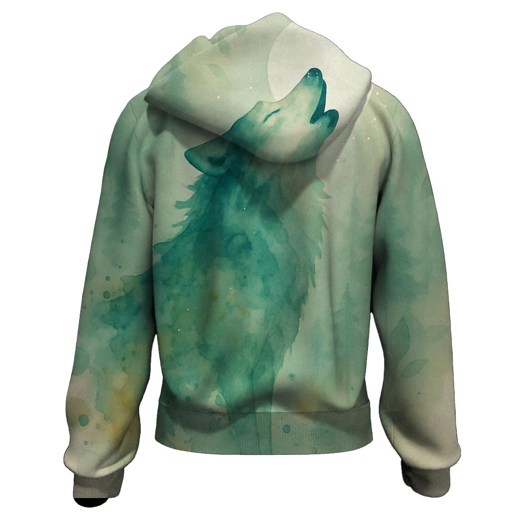 Forest Spirit Watercolor Howl embroidered hoodies