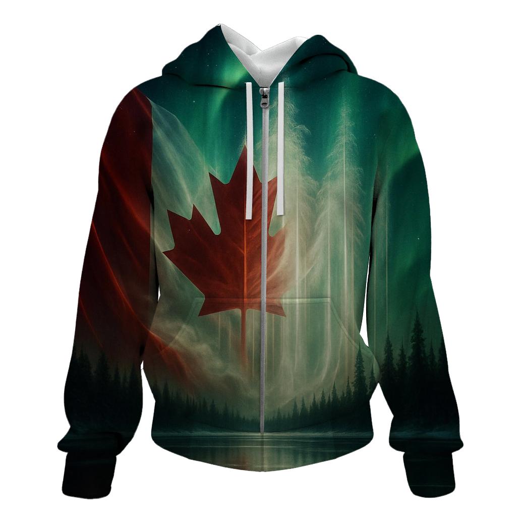 Aurora Over The Canadian Maple Flag pullover hoodies