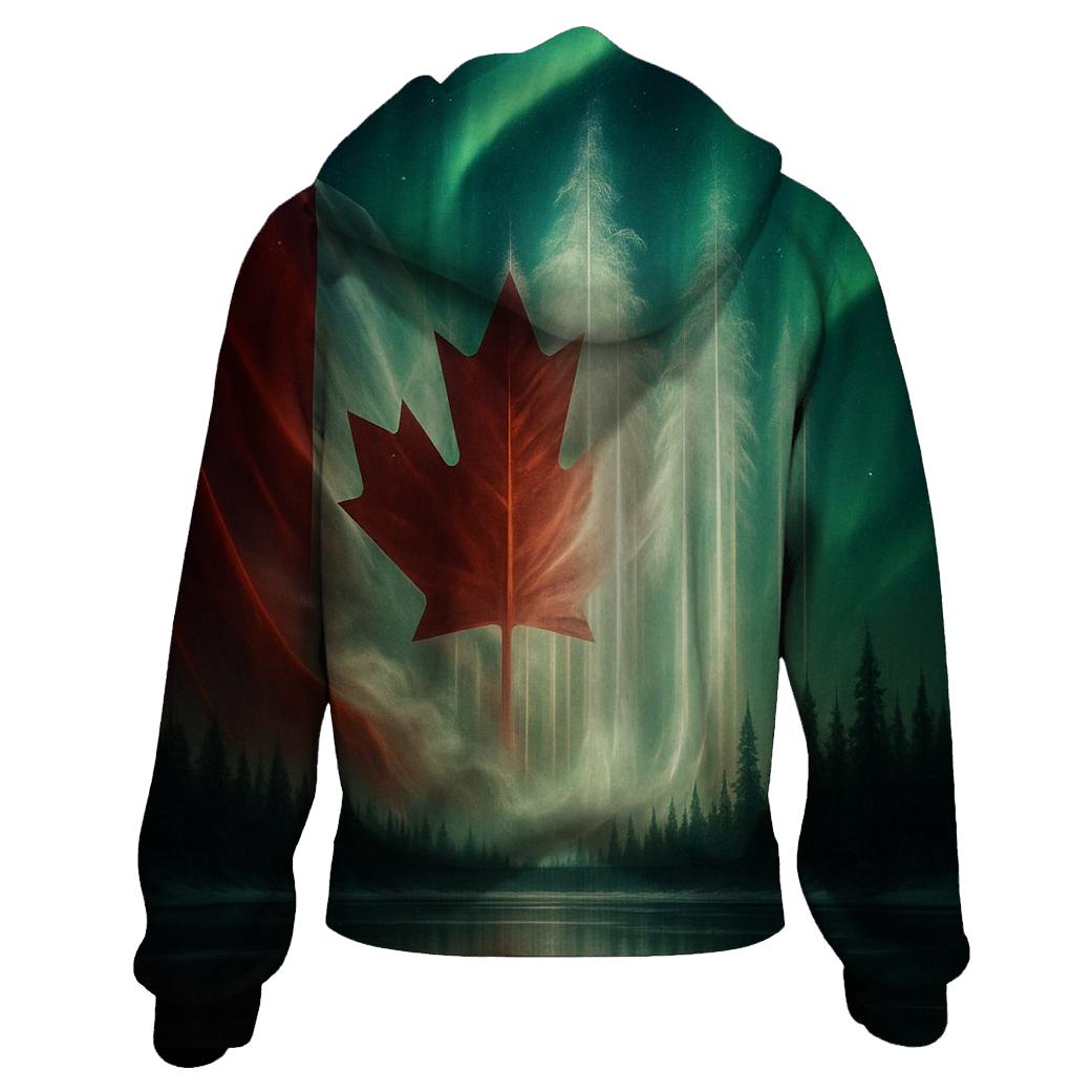 Aurora Over The Canadian Maple Flag pullover hoodies