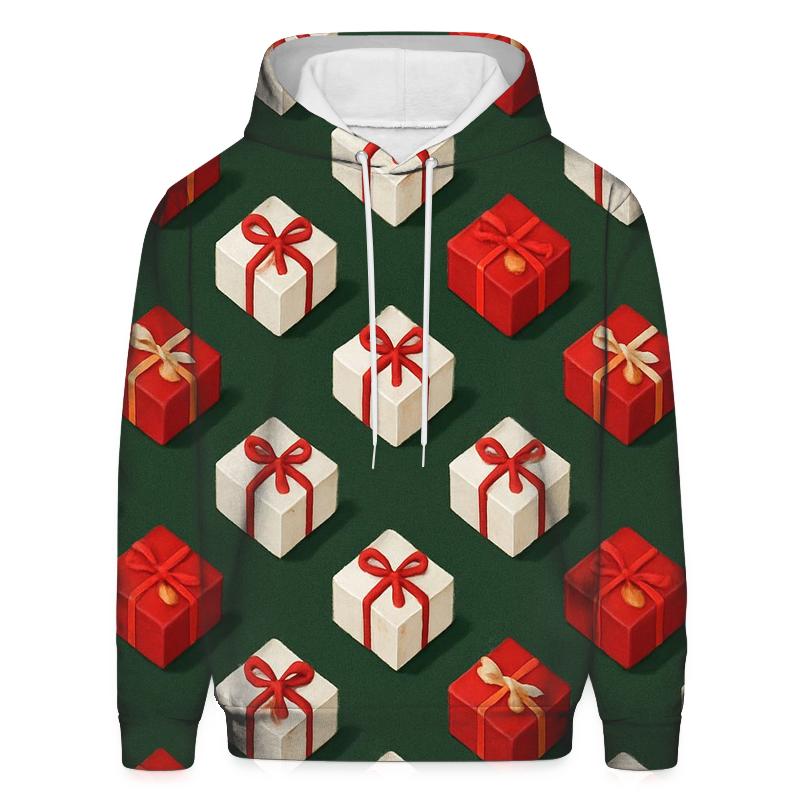 Gift Box Diagonal Parade On Forest Green printed hoodies