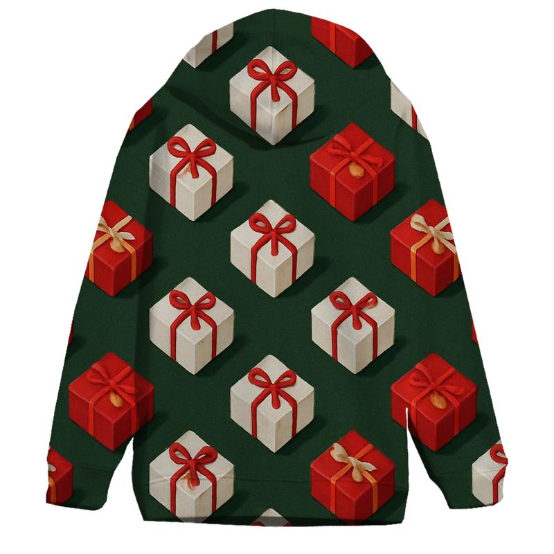Gift Box Diagonal Parade On Forest Green printed hoodies