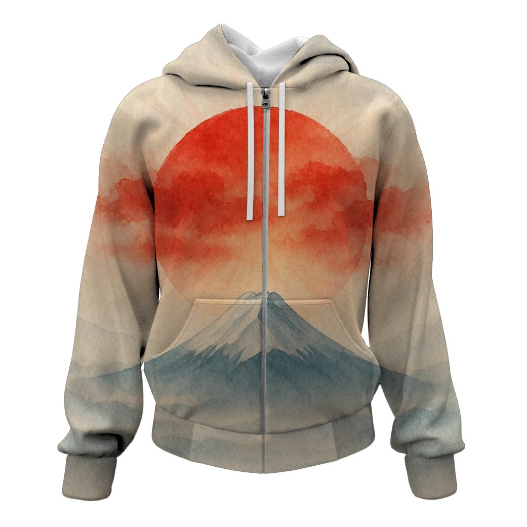 Rising Sun Over Mount Fuji Flagscape hoodies fashion