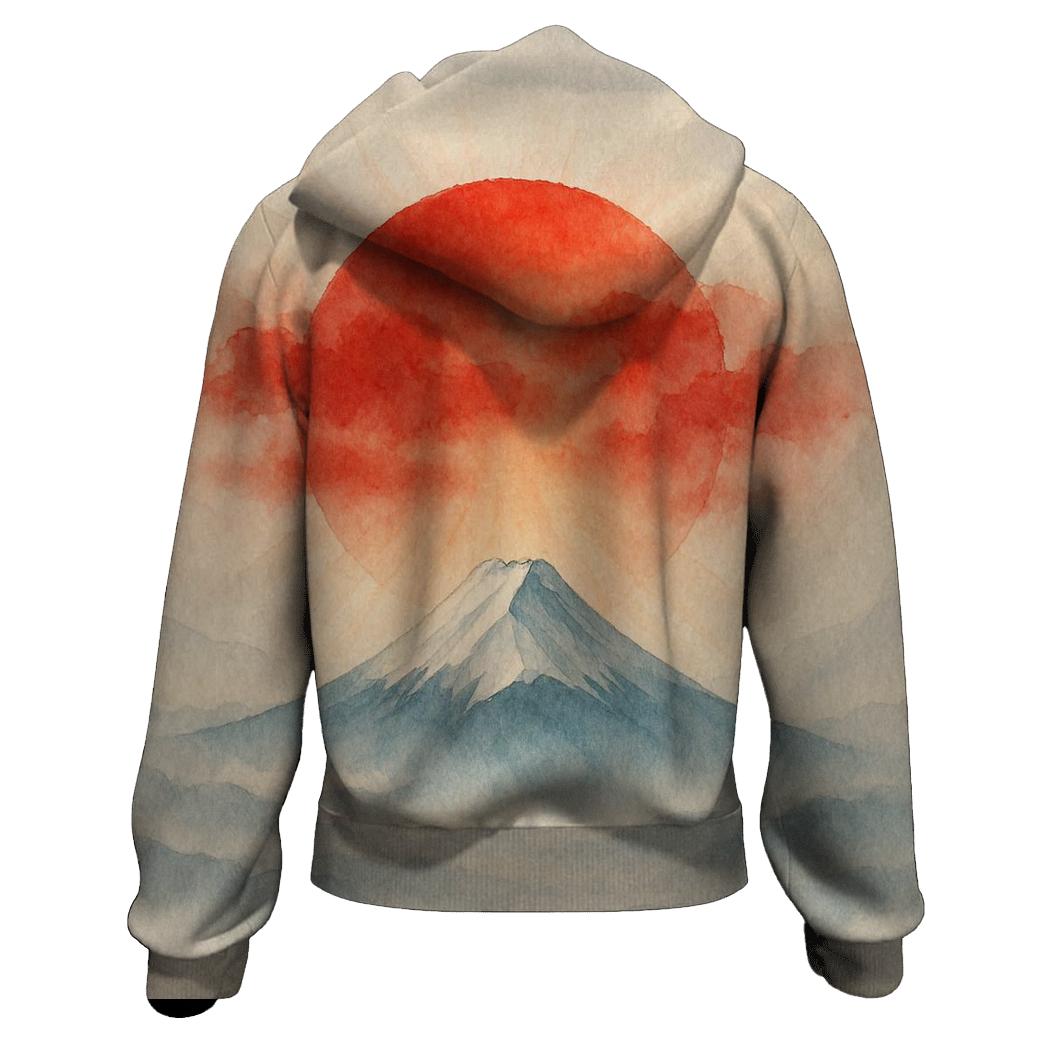 Rising Sun Over Mount Fuji Flagscape hoodies fashion