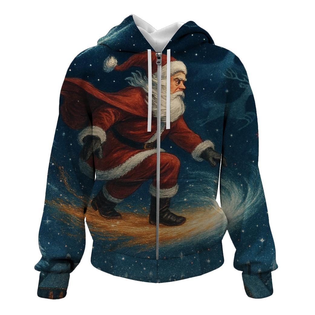 Midnight Santa Comet Ride printed hoodies