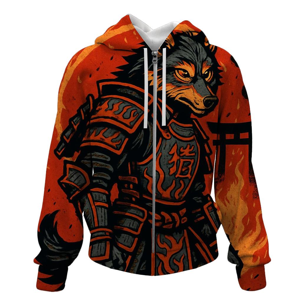 Samurai Ember Wolf printed hoodies