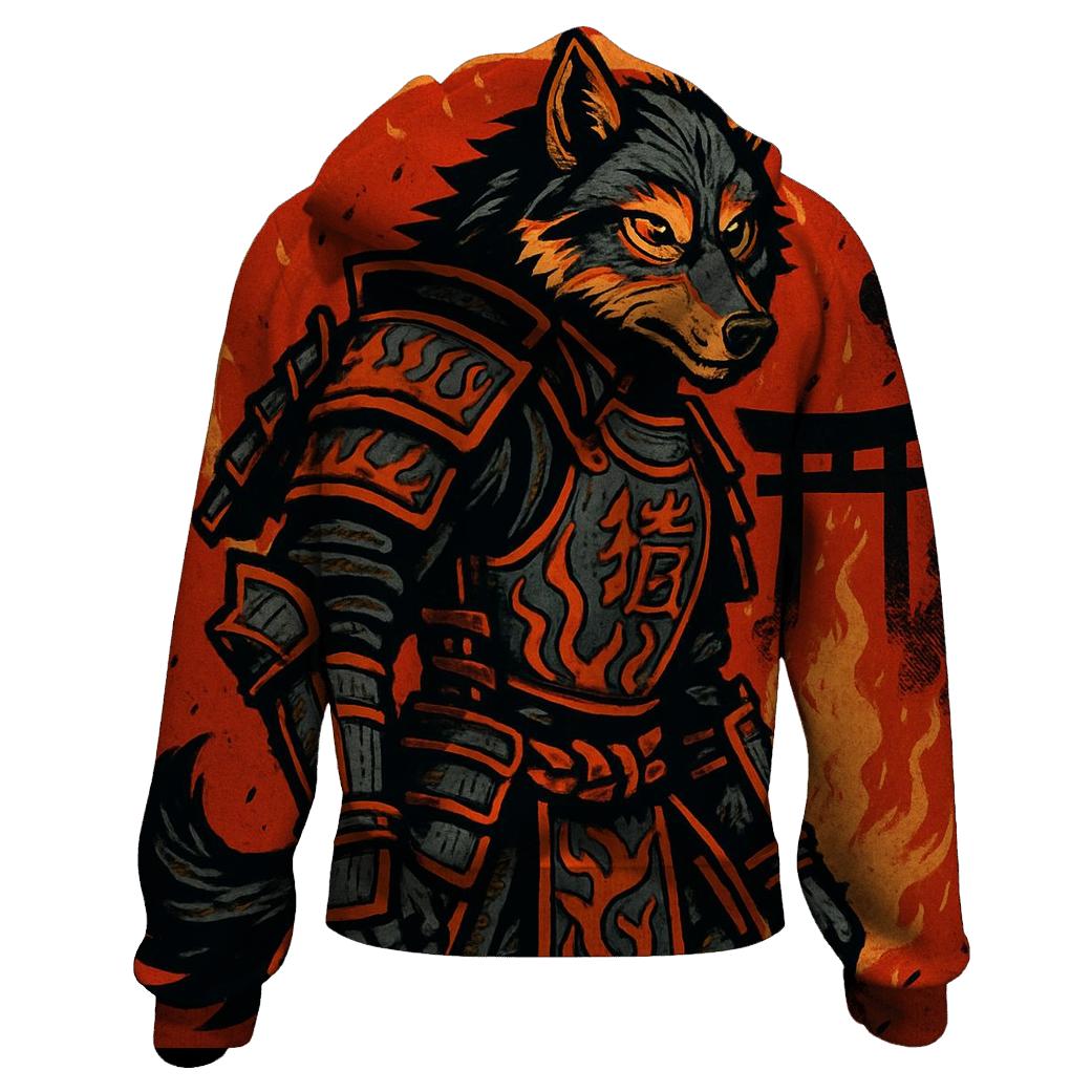 Samurai Ember Wolf printed hoodies