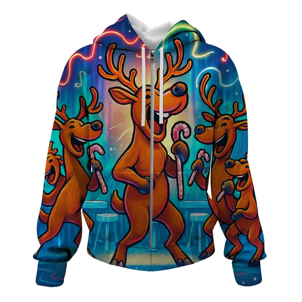 Reindeer Karaoke At The North Pole graphic hoodies