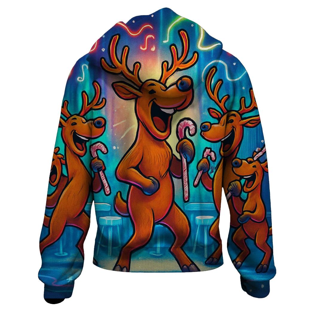Reindeer Karaoke At The North Pole graphic hoodies