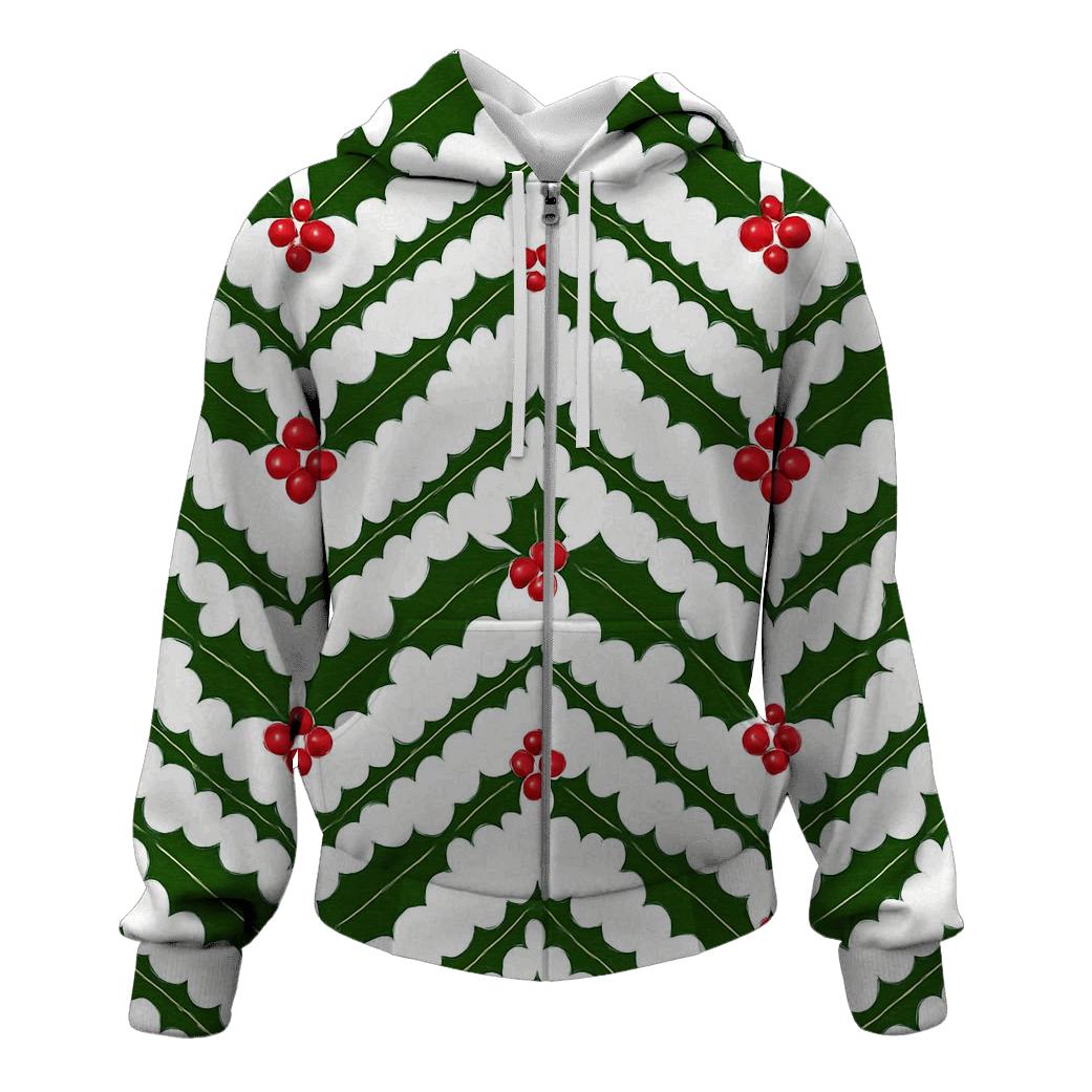 Evergreen Holly Chevron On Snow White hoodie designs