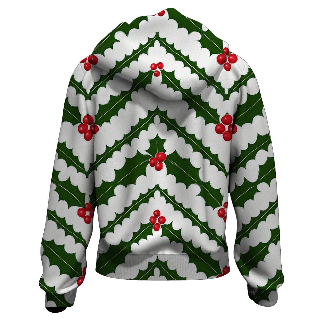 Evergreen Holly Chevron On Snow White hoodie designs