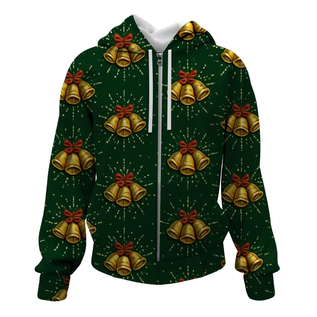 Golden Bells Radial Snowburst On Deep Green graphic hoodies