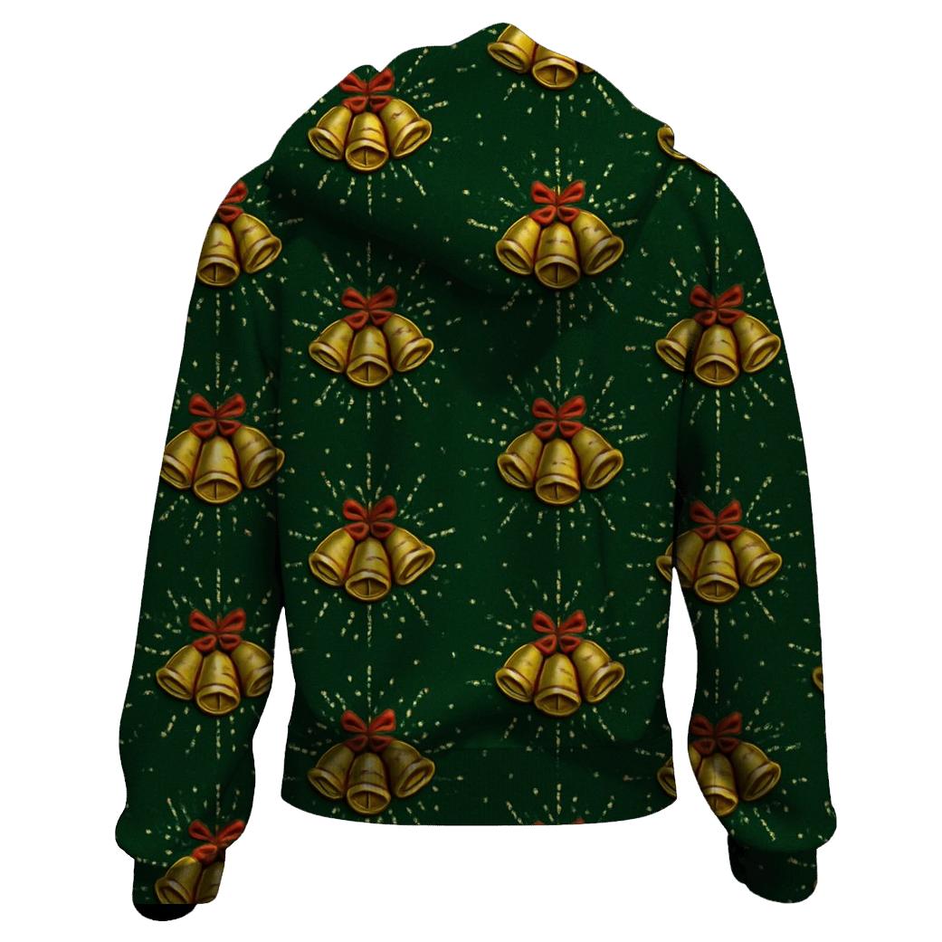 Golden Bells Radial Snowburst On Deep Green graphic hoodies
