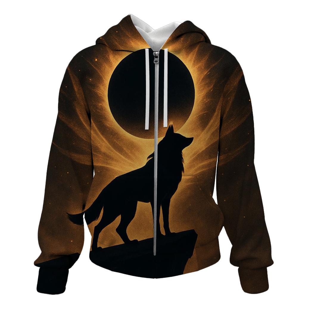 Solar Eclipse Shadow Wolf hoodies fashion