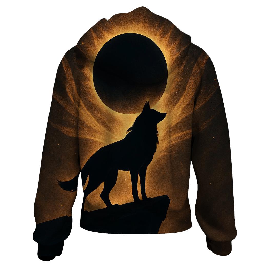 Solar Eclipse Shadow Wolf hoodies fashion