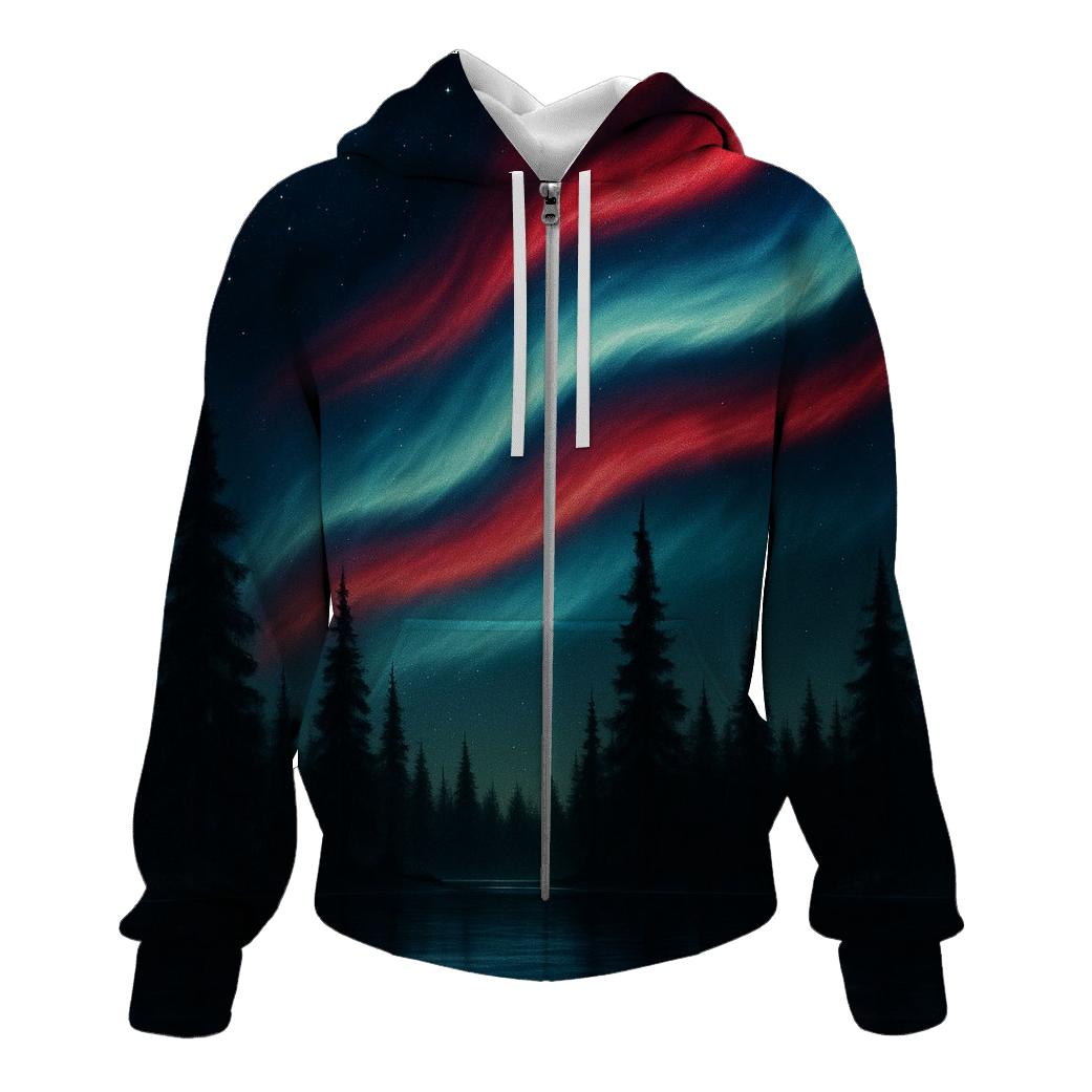Aurora Stripes Over Pines hoodie trends