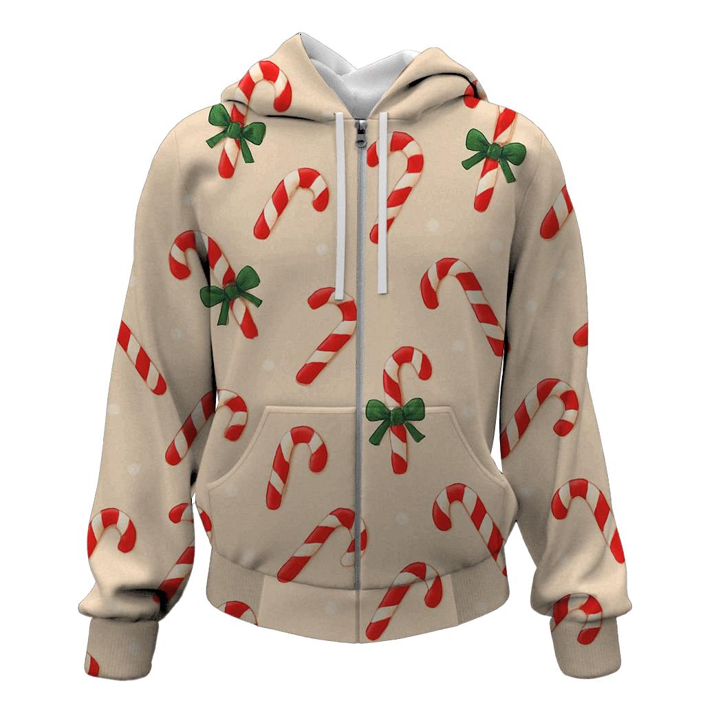 Candy Cane Stripe Scatter On Neutral Snowfield custom hoodies