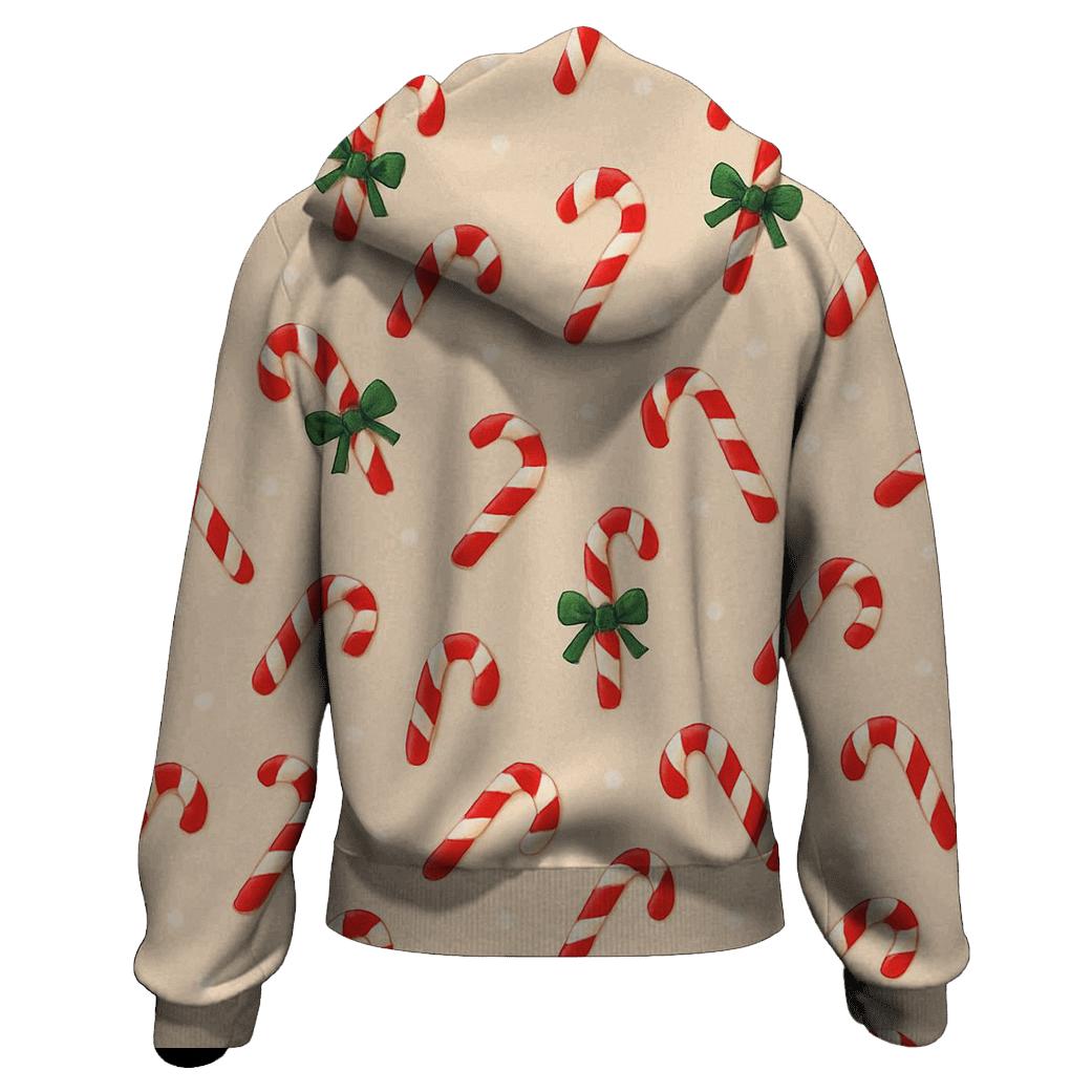 Candy Cane Stripe Scatter On Neutral Snowfield custom hoodies
