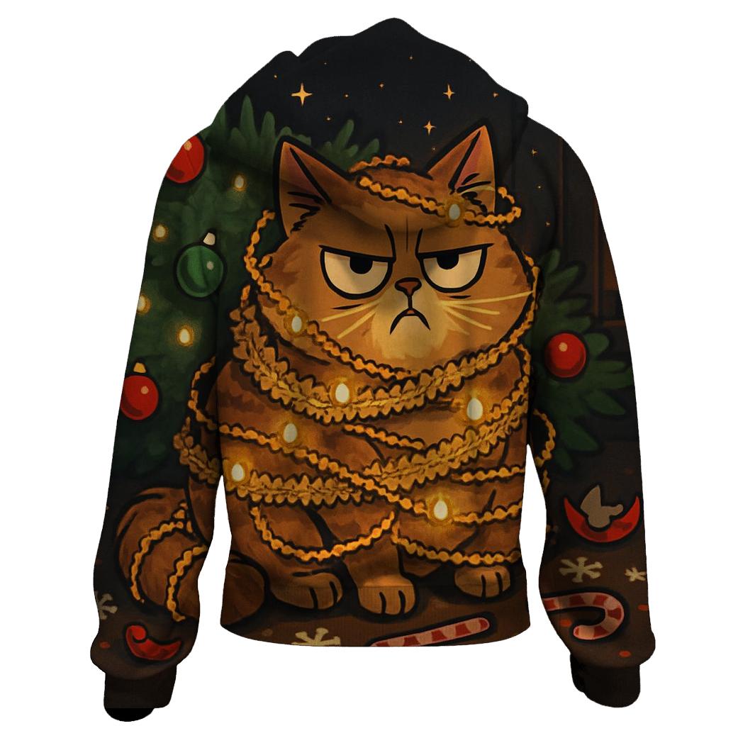 Grumpy Cat In Tinsel Trouble printed hoodies