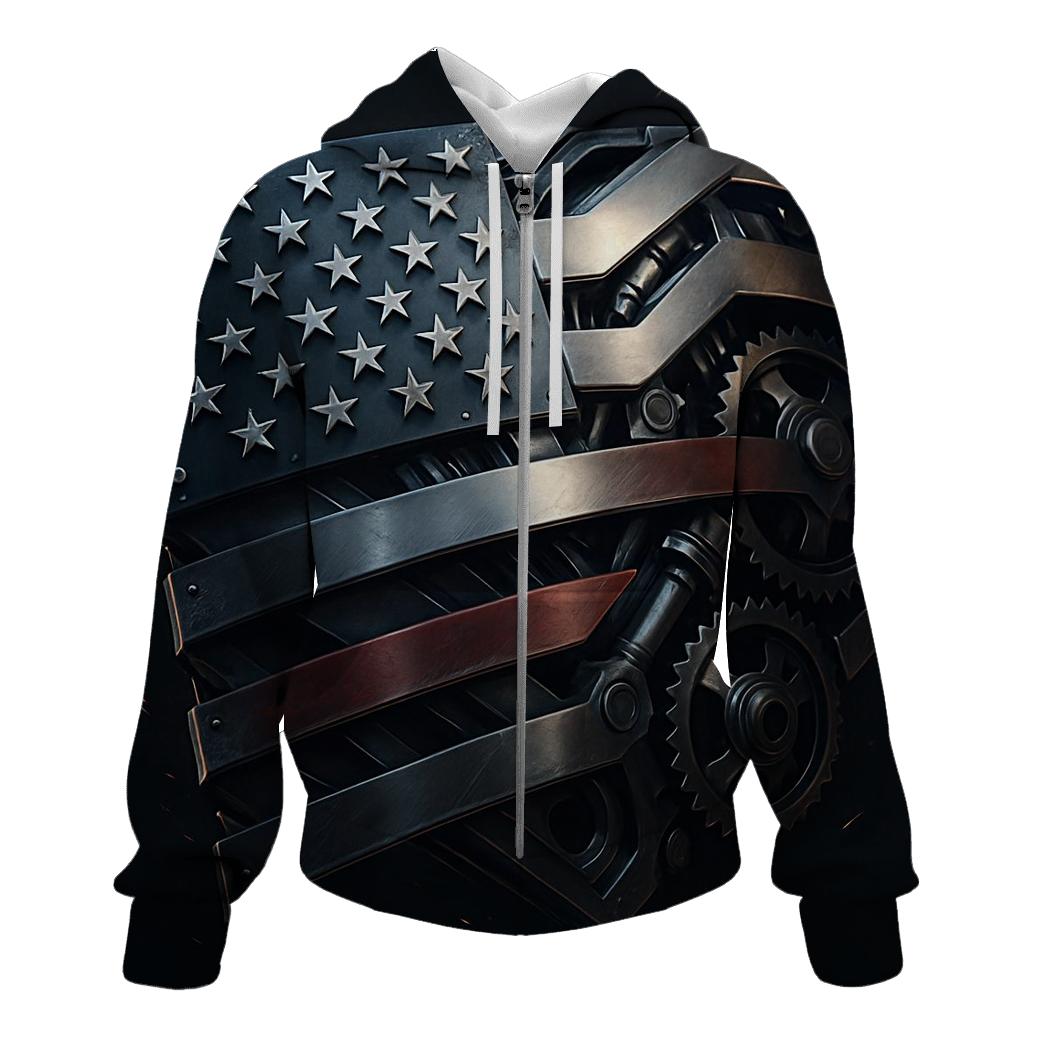 Mechanized Stars And Steel Stripes premium hoodies