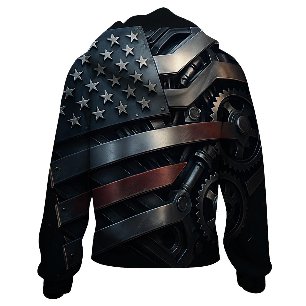 Mechanized Stars And Steel Stripes premium hoodies
